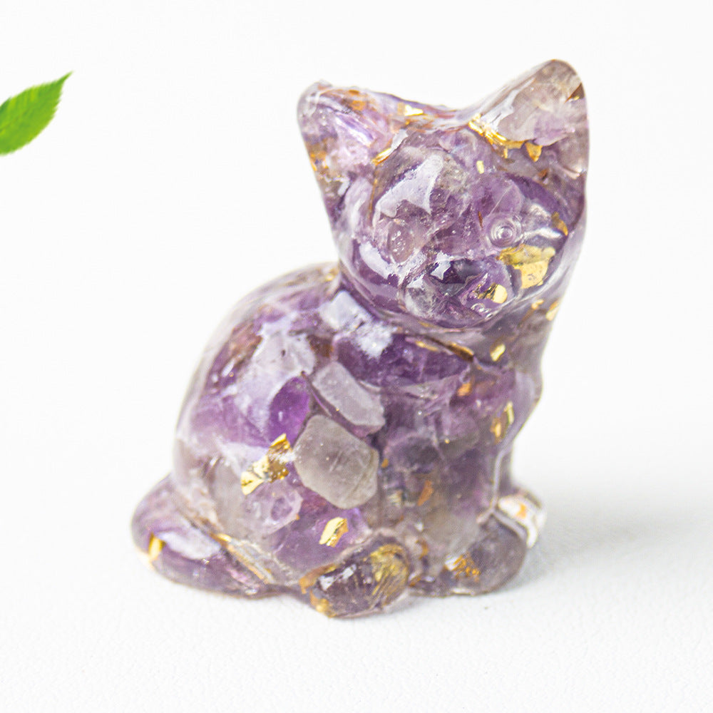 Wholesale Natural crystal gravel cute cat ornaments